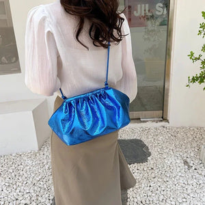 Luxury Women's Leather Silver Cloud Bag Female Gold Crossbody Bag Party Clutch Purse Female Handbags