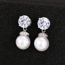Laden Sie das Bild in den Galerie-Viewer, Fancy Women Imitation Pearl Dangle Earrings Silver Color Modern Accessories Wedding Party Elegant Jewelry
