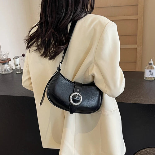 Silver Shoulder Bags for Women 2024 Summer Y2K Small PU Leather Luxury Handbags Crossbody Saddle Bag