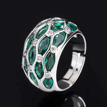 Laden Sie das Bild in den Galerie-Viewer, Red Crystal Adjustable Ring Jewelry Wedding Anniversary Engagement Rings for Women x25