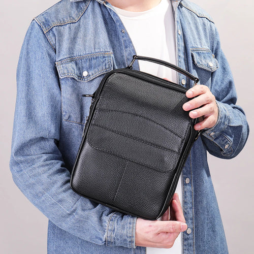 Men's Shoulder Bag Genuine Leather Casual ipad Handbags Men Designer Messenger Bags Side Pouch Leather