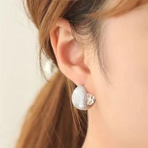 Chunk Hoop Earrings for Women Silver Color Bling Bling CZ Circle Earrings x20