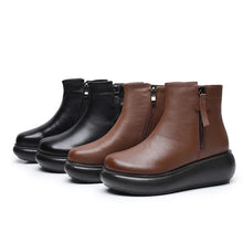画像をギャラリービューアに読み込む, Winter Women Genuine Leather Wedges Boots Thick Ankle Boots q139