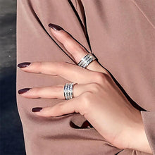 Charger l&#39;image dans la galerie, Silver Color Three-Lines CZ Rings Luxury Wedding Jewelry for Women hr59 - www.eufashionbags.com