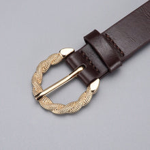 Laden Sie das Bild in den Galerie-Viewer, Luxury PU Leather Belt For Women New Gold Pin Buckle Designer High Quality Trouser Belts