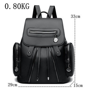 High quality Leather Backpack Women Fashion Shoulder Bag Large Travel Backpack School Bags a47