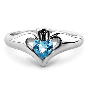Sky Blue Heart Cubic Zirconia Rings for Women hr208 - www.eufashionbags.com