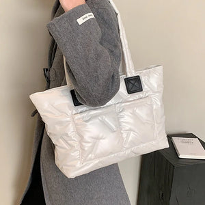 Space Pad Cotton Shoulder Bag High Quality Large Down Handbag a134