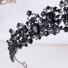 Cargar imagen en el visor de la galería, Black Crystal Crown for Women Tiaras Headdress Prom Diadem Royal Queen Princess Bridal Crowns