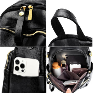 Luxury Large Backpack Women PU Leather Knapsack Travel Backpacks Shoulder School Bags a43