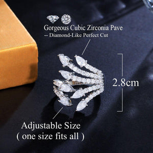 Green Cubic Zirconia Crystal Geometric Claw Adjustable Open Rings for Women cw53 - www.eufashionbags.com
