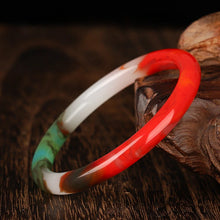 Carica l&#39;immagine nel visualizzatore di Gallery, Colorful Jade Bangles Chinese Carved Retro Natural Jade Round Bracelet Holiday Gift