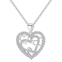 Laden Sie das Bild in den Galerie-Viewer, Multi Love Heart Pendant Necklace for Women Silver Color Luxury Cubic Zirconia Aesthetic Bridal Wedding Jewelry