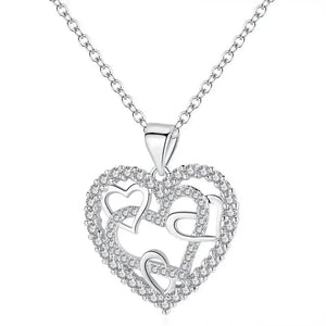 Multi Love Heart Pendant Necklace for Women Silver Color Luxury Cubic Zirconia Aesthetic Bridal Wedding Jewelry