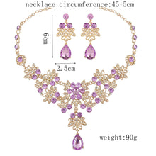 Cargar imagen en el visor de la galería, Luxury Wedding Bridal Purple Pink Crystal Necklace Earrings Jewelry Sets For Women