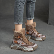 Cargar imagen en el visor de la galería, Genuine Leather Sneakers Fashion Boots for Women Thick Sole Ankle Boots q122