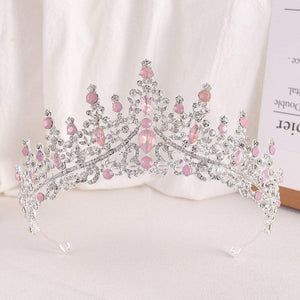 Pink Opal Princess Wedding Crowns Jewelry Head Accessories bc57 - www.eufashionbags.com