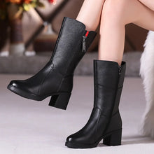 Load image into Gallery viewer, Women Mid-Calf Boots Winter Warm Side Zipper High Heel Booties q163