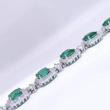 Cargar imagen en el visor de la galería, Vintage Luxury Silver Color Square Emerald Bracelets for Women Fashion Banquet Dress Bracelet x62