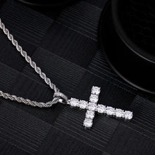 Charger l&#39;image dans la galerie, Luxury Cross Pendant Necklace for Women Sparkling Cubic Zirconia Long Necklace