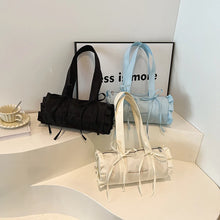 Cargar imagen en el visor de la galería, Solid Color Bow Design Canvas Shoulder Bag for Women 2024 Fashion Sweet Bag Handbags