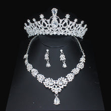 Cargar imagen en el visor de la galería, Luxury Crystal Bridal Jewelry Sets For Women Tiara Crown Necklace Earrings Set dc29