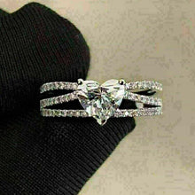 Charger l&#39;image dans la galerie, Trendy Cross Heart Zirconia Ring for Women Fashion Wedding Band Jewelry he46 - www.eufashionbags.com