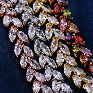 Trendy Leaf Charm Cubic Zirconia Bracelet & Bangles For Women Jewelry Gift b23