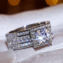 画像をギャラリービューアに読み込む, Gold color Square Cubic Zirconia Rings for Women Engagement Wedding Princess Sparkling Jewelry