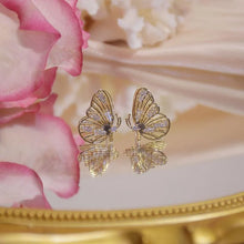 Charger l&#39;image dans la galerie, Gold Color Butterfly Stud Earrings Double Layer Luxury Women&#39;s Ear Accessories x03
