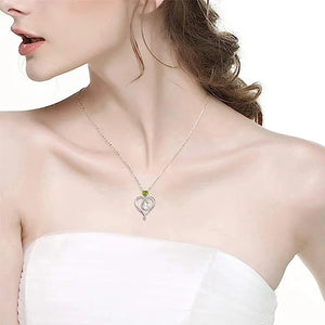 Heart Pendant Necklace with Olive Love CZ Temperament Imitation Pearl Necklace for Women Luxury Wedding Jewelry