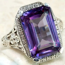 画像をギャラリービューアに読み込む, Purple Aesthetic Flower Cubic Zirconia Rings for Women Wedding Anniversary Party Jewelry