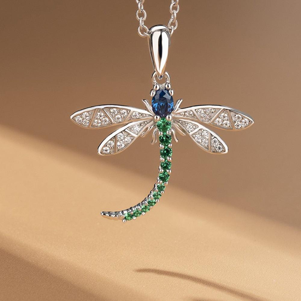 Fashion Cubic Zirconia dragonfly Pendant Necklace for Women hn60 - www.eufashionbags.com