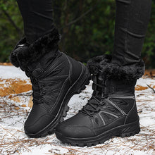 Cargar imagen en el visor de la galería, Women Snow Boots Warm Plush Waterproof Platform Shoes Lace Up Winter Footwear k02