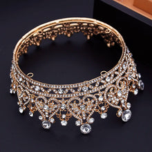 Load image into Gallery viewer, Vintage Royal Queen Crystal Tiaras and Crowns Prom Bridal Diadem Wedding Crown Girls Circle Hair Jewelry Accessories