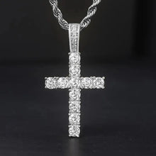 Carica l&#39;immagine nel visualizzatore di Gallery, Luxury Cross Pendant Necklace for Women Sparkling Cubic Zirconia Long Necklace