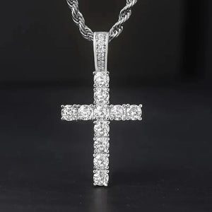 Luxury Cross Pendant Necklace for Women Sparkling Cubic Zirconia Long Necklace