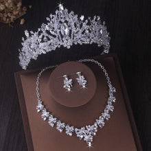 画像をギャラリービューアに読み込む, Silver Color Crystal Bridal Jewelry Sets Rhinestone Tiaras Crown Necklace Earrings bj16 - www.eufashionbags.com