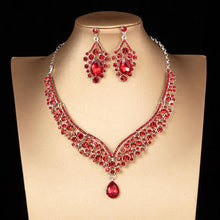 Load image into Gallery viewer, Luxury Crystal Choker Necklace Earrings Set Rhinestone Bridal Jewelry Sets bj30 - www.eufashionbags.com