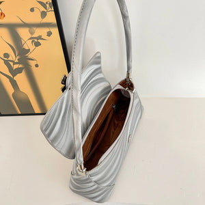 Silver Bow Pu Leather Shoulder Bags for Women 2024 Summer Designer Fashion Handbags