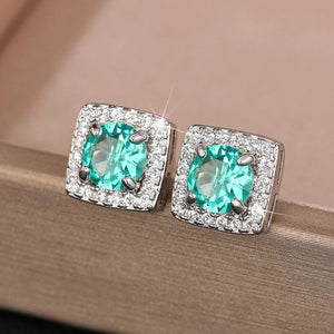 Light green Zirconia Ear Studs Fashion Women Daily Accessories Jewelry he17 - www.eufashionbags.com