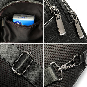 Men's Shoulder Bag Cowhide Leather Sling Bag Male Side Pouch Cross Bag Chest Bag Travel Slingback For iPad 7.9 Inch