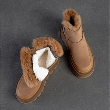 Laden Sie das Bild in den Galerie-Viewer, Fashion Women Genuine Leather Ankle Boots Thick Plush Warm Snow Boots q135