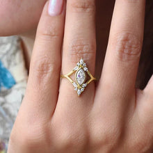 Cargar imagen en el visor de la galería, Modern Fashion Women Wedding Rings Geometric Shaped Gold Color Cubic Zirconia Ring Engagement Party Luxury Female Jewelry