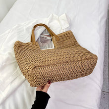 Load image into Gallery viewer, Summer Women Weave Straw Large Travel Beach Bags Handmade Shoulder Bag