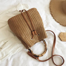 Load image into Gallery viewer, Women Straw Weave Bucket Bags Rattan Summer Beach Shoulder Bags Female Casual Handbags Purse Small Travel Crossbody Bags