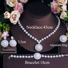 Cargar imagen en el visor de la galería, 4pcs Glittering Cubic Zirconia Flower Drop Women Costume Jewelry Sets b02