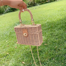 Load image into Gallery viewer, Summer Hot Straw Bag Women Handmade Rattan Shoulder Bag Travel Vacation Beach Bag Fashion Small Square Bag Box Pouch