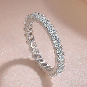 925 Sterling Silver Stackable Finger Ring for Women 3mm Sparkling Clear Cubic Zirconia Ring x53