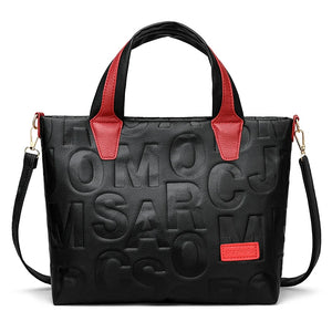 New Women's Fashion Solid Color Shoulder Large PU Leather Letter Embossed Ladies Handbags Designer Crossbody Bag